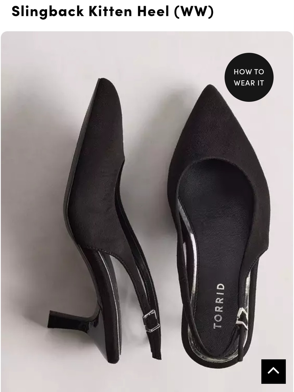 Torrid Black Pointed Slingback Kitten Heel